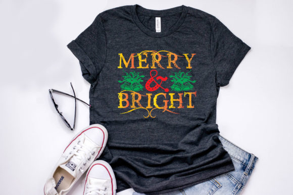 Christmas Quote Design,Merry Bright for T-Shirt Designs and Graphics