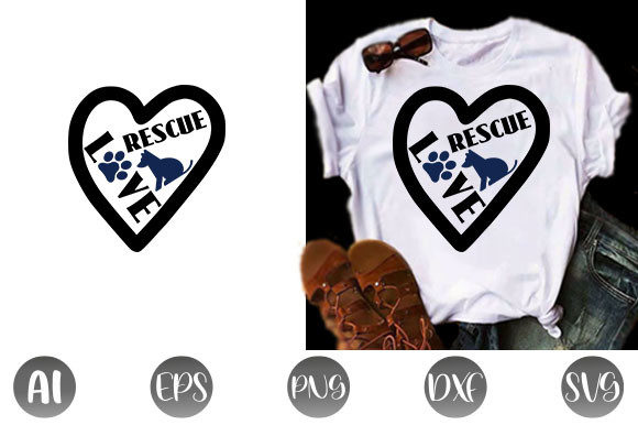 Dog Quote Design Rescue Love Graphics for T-Shirt Designs